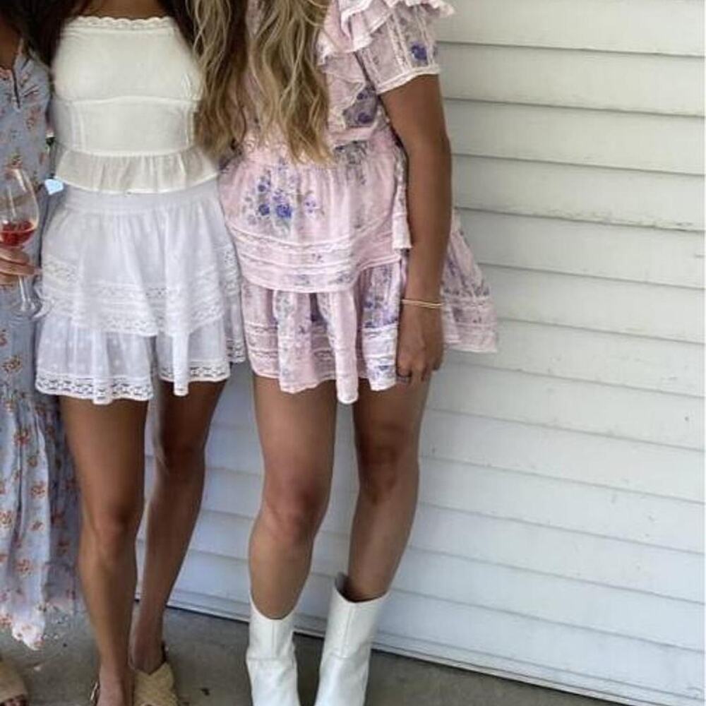Loveshackfancy pink floral mini dress